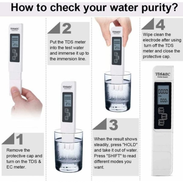 3-i-1 TDS-tester pH-tester svømmebasseng vannkvalitetstest Cond