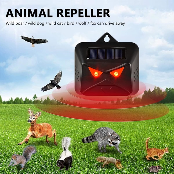 1 Pack Solar Powered Night Animal Repellent, Vattentät, för Gard