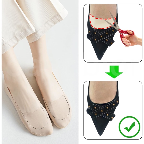 6 par beige damesokker skridsikre silke, nylon og silikone
