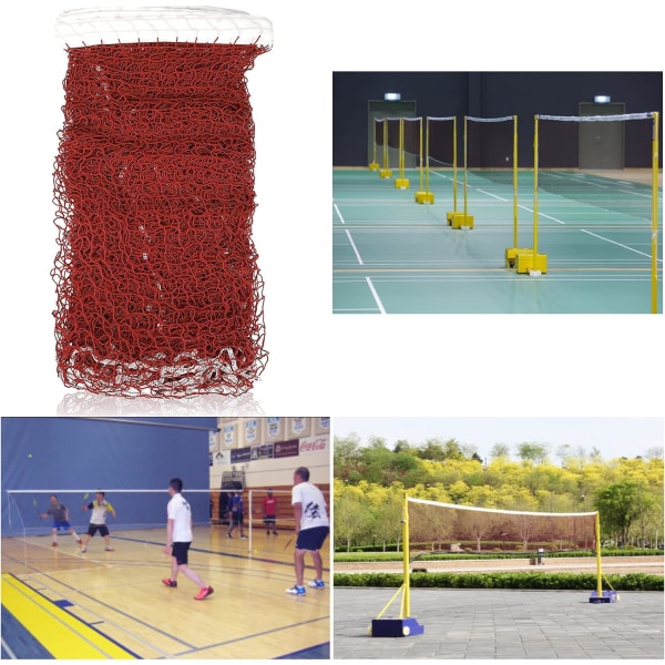 Foldbar Badminton Net, Bærbar Badminton Net, 610 x 76 cm Volleyball Net, Justerbar Foldbar og Holdbar Udendørs Badminton Net til Indendørs eller Udendørs Sport (Vinrød)