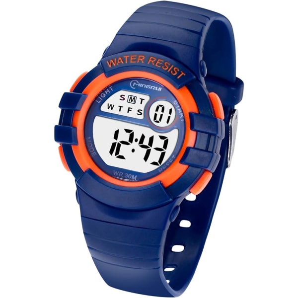 (Mørkeblå) Digitalt ur til børn, multifunktionelt pigeur