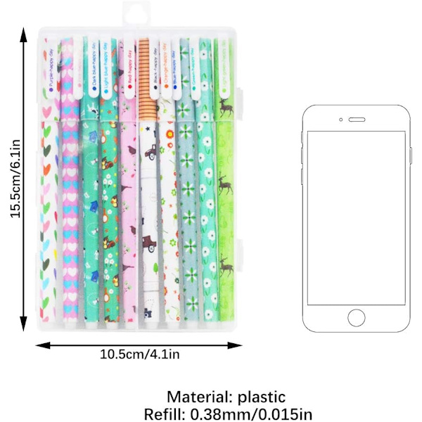 10 stk. (dyr) søde kuglepenne Kawaii kuglepenne sjove kuglepenne, 0,38 mm farverig skrivning