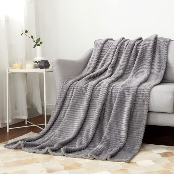 （100*150cm，Grå）Varm filtfilt för tupplur, för soffa, sovrum, 4 150