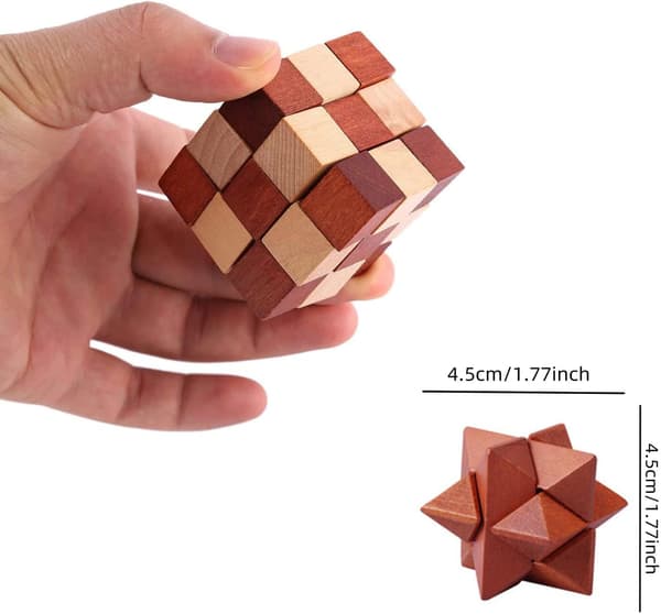 6 stk. Træ Brain Teaser, Brain Teaser Spil, 3D IQ Puslespil Mi