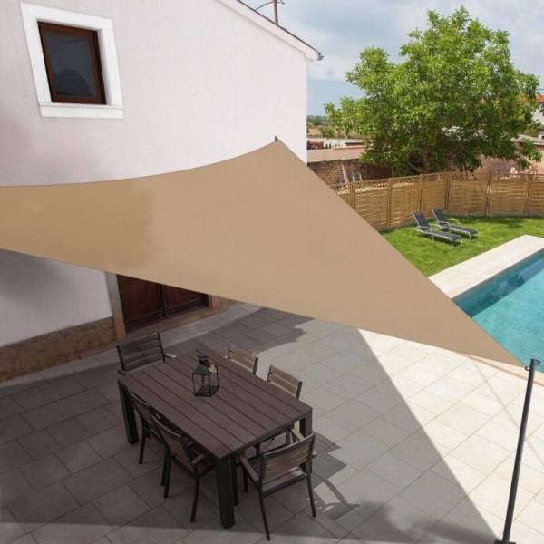 1 x 3x3x3M Beige Triangulär Solsegel med Monteringssats