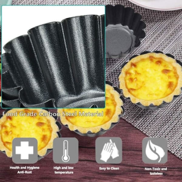 12 STK Gjenbrukbare Eggterteformer Karbonstål Terteformer Non-Stick