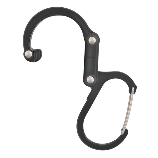 Svart 2-pack D-typ multifunktionell roterande spänne karbinhake utomhus