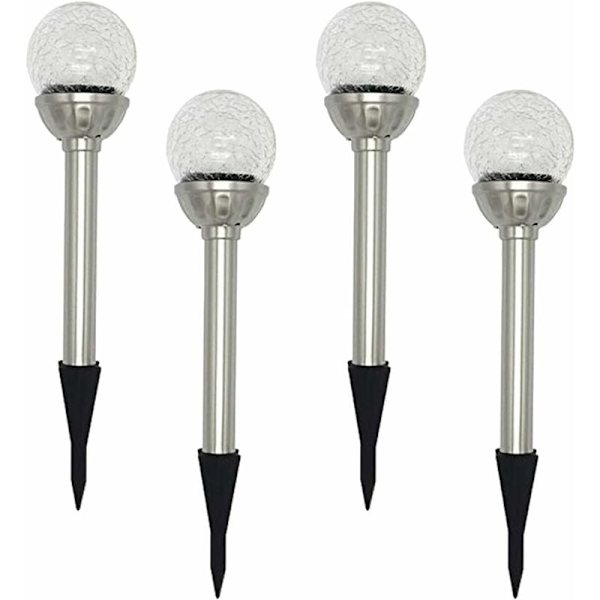 Hagesolcellelys utendørs, 4-pakke RGB 8 LED Globe Solar Stake