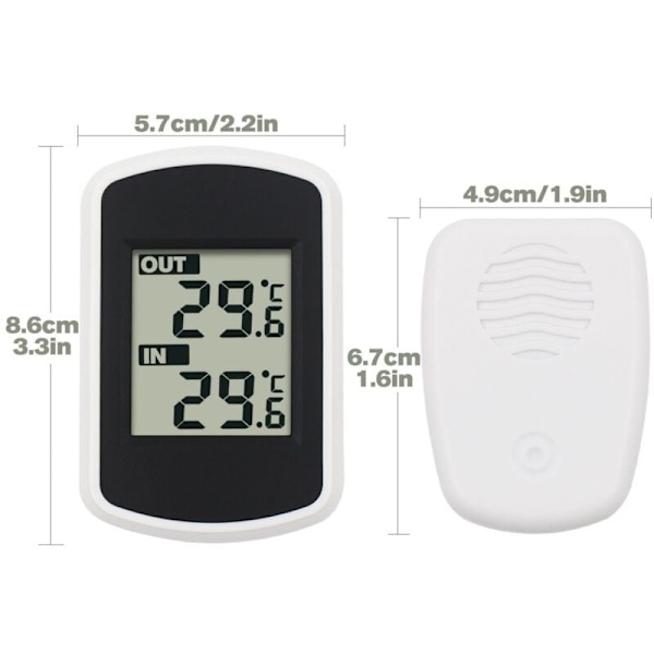Trådlös LCD digital termometer för inomhus- eller utomhusbruk, Mini