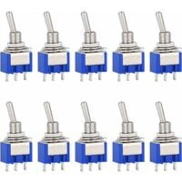10 stk. AC 125V 6A on-on 3-polet mini 2-positions vippekontakt, til A