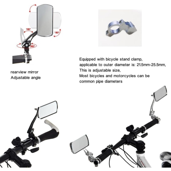 1 par cykel spejle (sort), aluminium mountainbike cykling