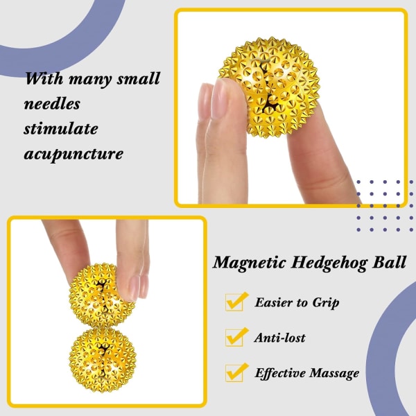 8 Magnetic Massage Balls Ball, 32mm Diameter (Gold) Magnetic Acup