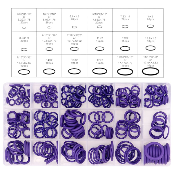 O-ringar Set, 540 st 18 storlekar Gummitätningar Packningar Sortiment K