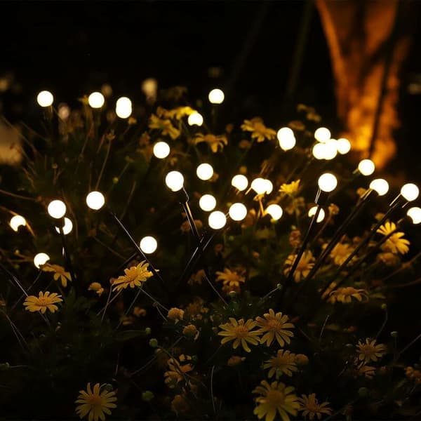 Solcellelamper utendørs, 4 stk. 10 LED, solcelle-ildflue-lys, hage D