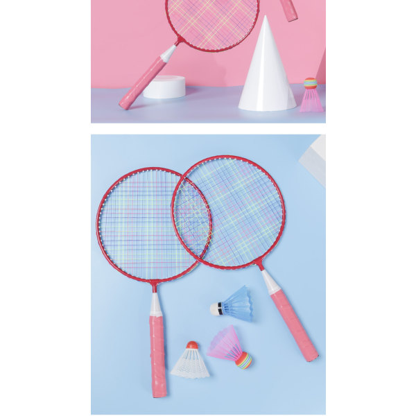 Junior Badminton Set, för barn, 2 förkortade racketar 44 cm, 2