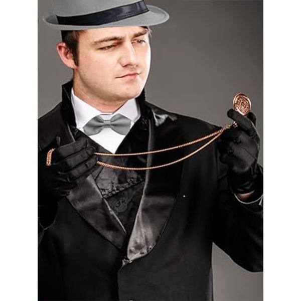 Harmaa 1920-luvun miesten hieno pukeutumisasusteiden flapper-gangsterisetti, upea