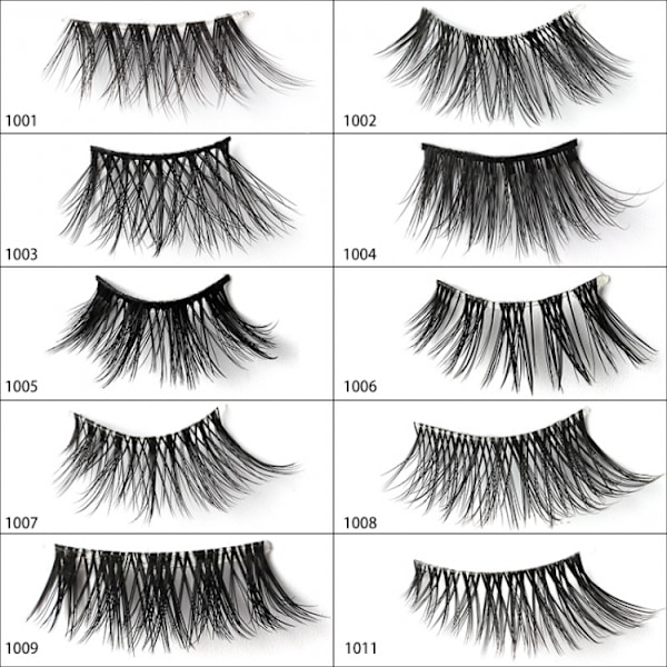 5 paria Mink (1009) Black Cat -tyyliset Mink-ripset - yksi koko