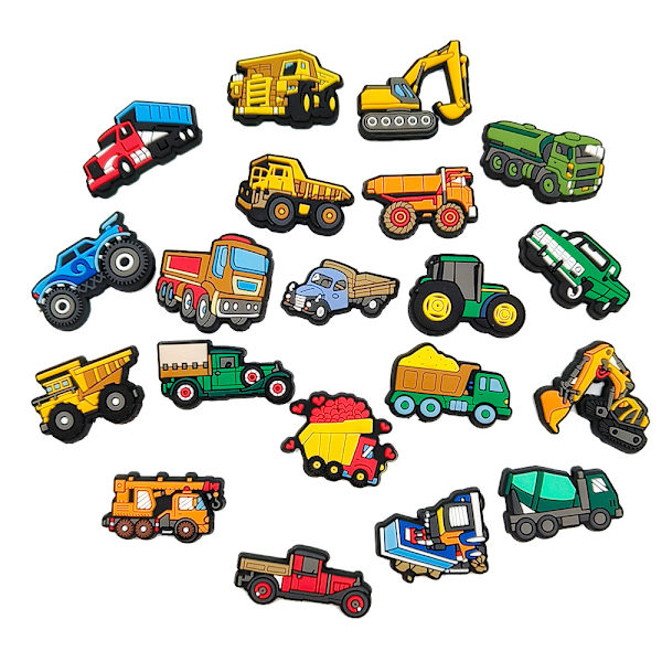 20 kpl kenkäkoristetta (piirretty kuorma-auto), piirretty kenkäkoristeet, PVC