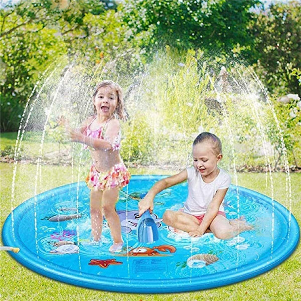 Vannlekematte for barn, barnas vannmatte sprutpute utendørs spill for barn hagesprinkler for jenter og gutter i hager og plener 150cm