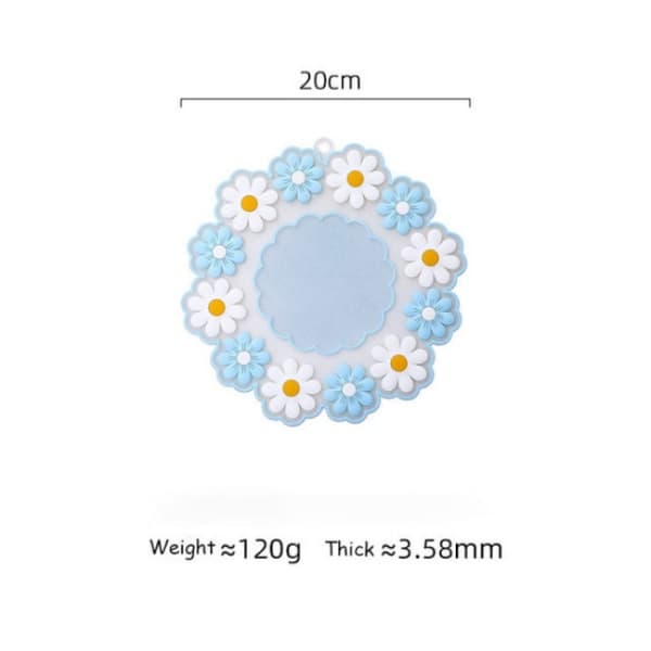 Sæt med 4 søde 20 cm Daisy silikoneunderlag til drikkevarer