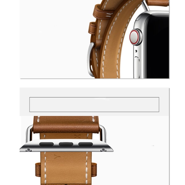 (Brun) Egnet til Apple iwatch urrem ægte læder dobbelt
