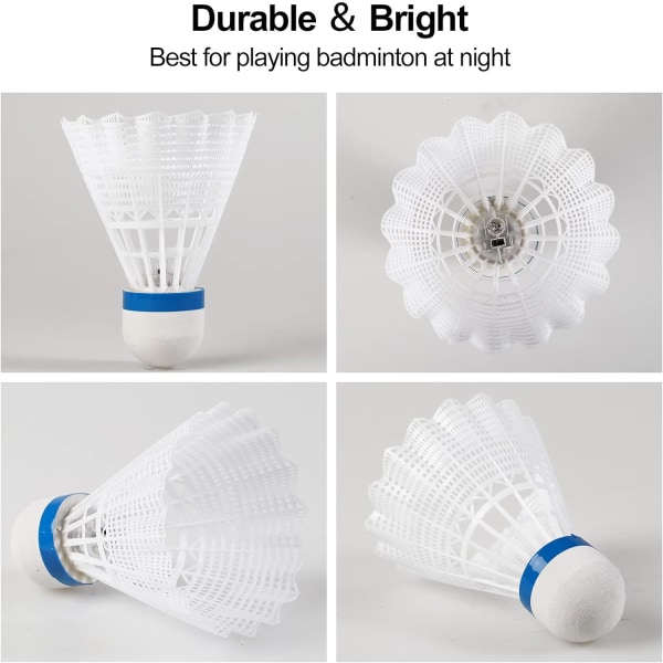 LED-badminton, 4 delar belyst badmintonfjäder, LED Ba