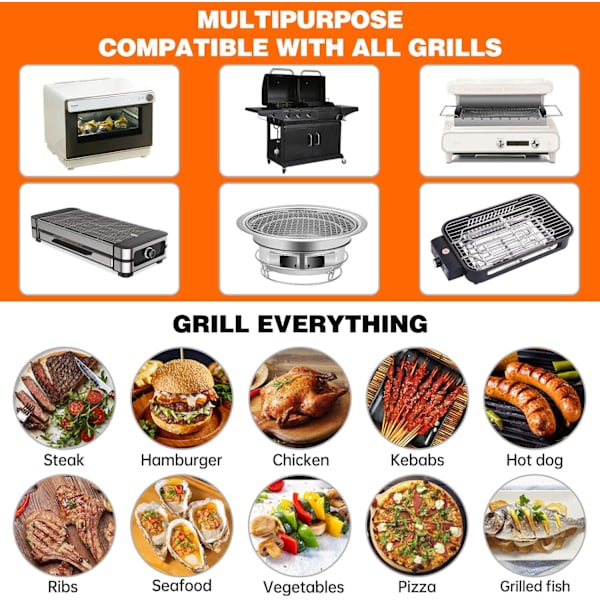 Sett med 8 grillmatter - 40x33cm - Teflonmatte, non-stick