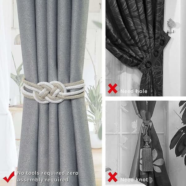 2 stk. magnetiske gardinholdere, gardinklips, beige+guld, Punc