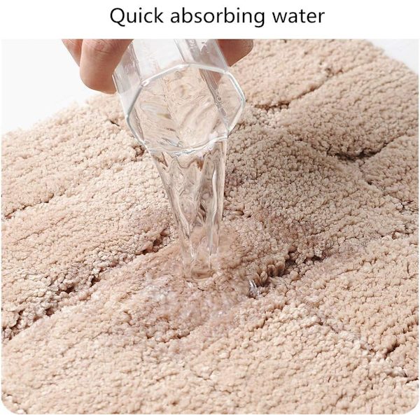 Halvmåneformet absorberende mikrofiber gulvmatte (lys kamel) - E