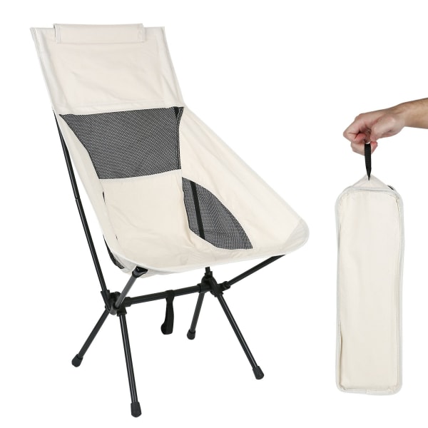1 bit bärbar campingstol (off-white), ultralätt mesh