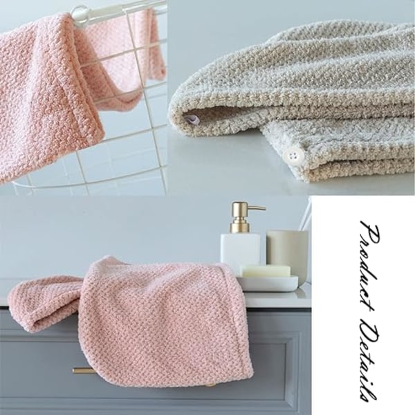 3 Towel Set (Pink+Brown+Khaki), Microfiber Drying Towel, Quick Dr