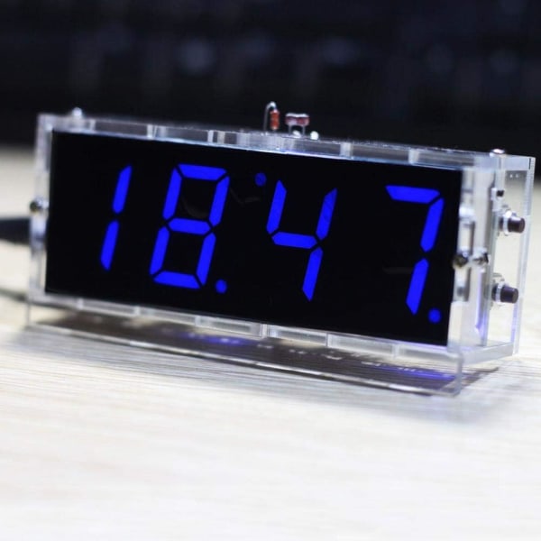 DIY Electronic Clock Kit (Blå) - 4 LED Digital Clock Kit Automat