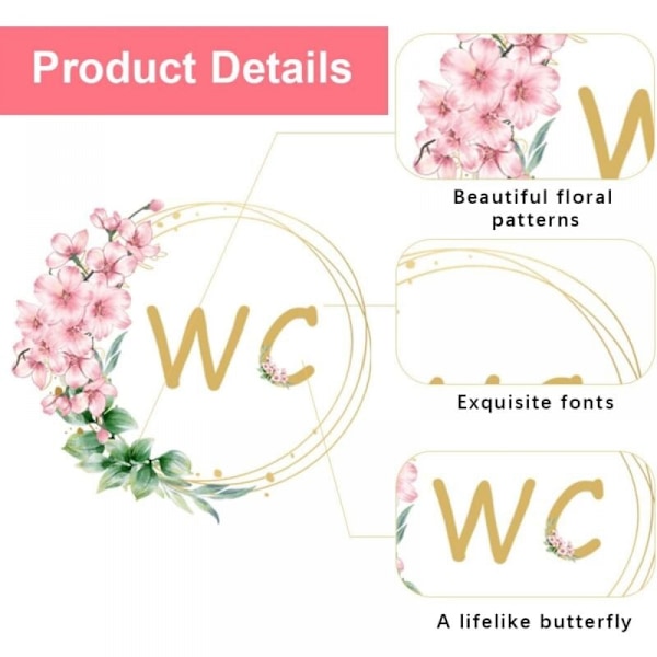 Dörrklistermärken Badrum Toalett Badkar Växt Blommor Engelska WC Väggdekal