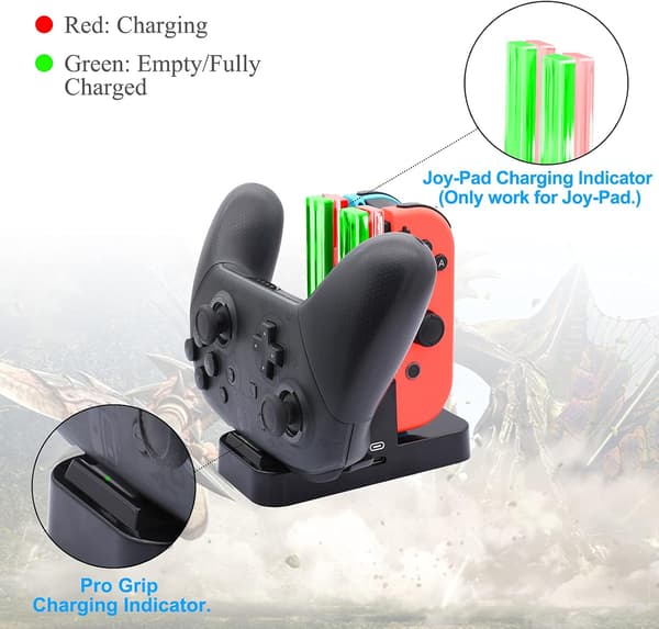 Lader kompatibel med Nintendo Switch&OLED, ladestasjon Co