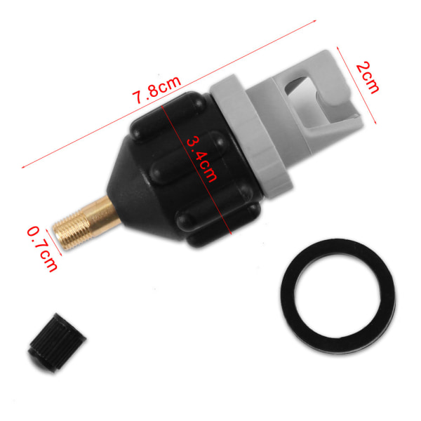 Sort 2-delt kajakadapterkit, SUP-adapterventil, oppustelig pumpe