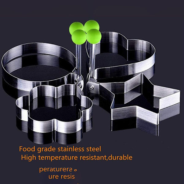 Sæt med 4 Kitchen Craft - Rustfrit stål stegte ægforme, 8,5 cm