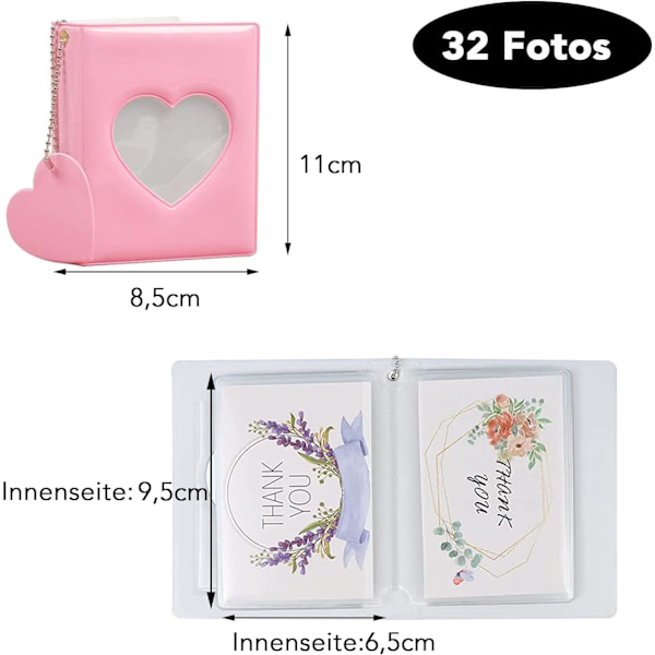 Fotokort - Mini fotoalbum - Pink 11 x 8,5 cm - Fotoalbum - S