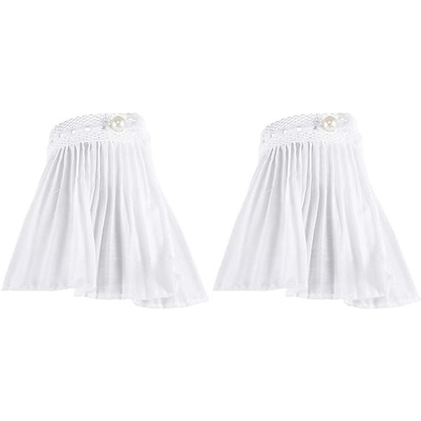 1 par aftagelige falske manchetter - Hvide, chiffon manchetter, plisserede C