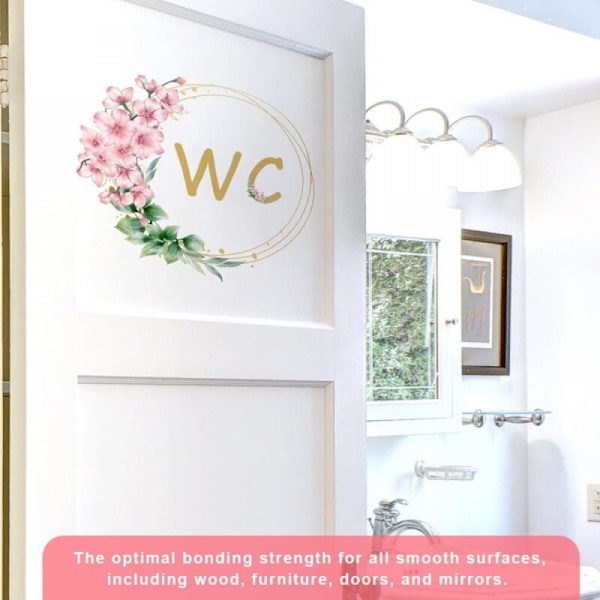 Dørklistermærker Badeværelse Toilet Badekar Plante Blomster Engelsk WC Vægsticker