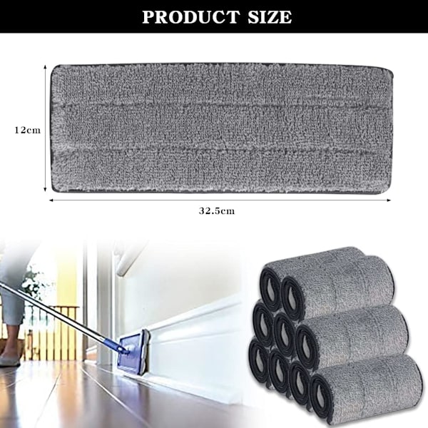 Mop-puter, 6 reservedeler, mikrofiber mopphode rengjøringsputer