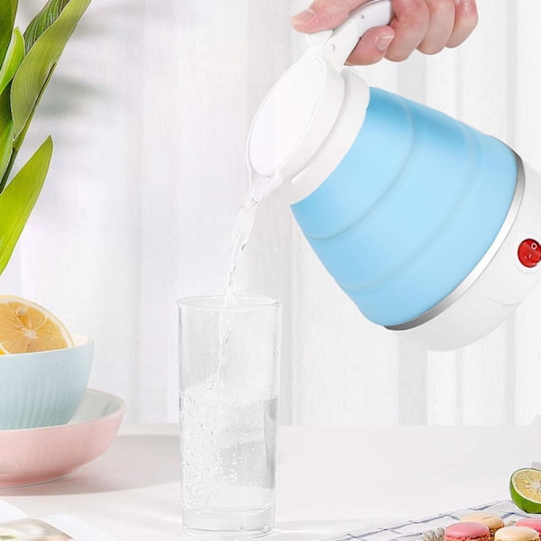 1PC 0,6L Silikoninen Taitettava Sähköinen Matkakattila, Sininen Mini Portti