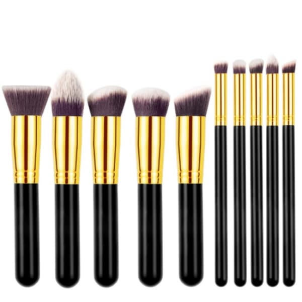 10 stk. Professionelle Makeupbørster, Makeupsæt - Guld Guld