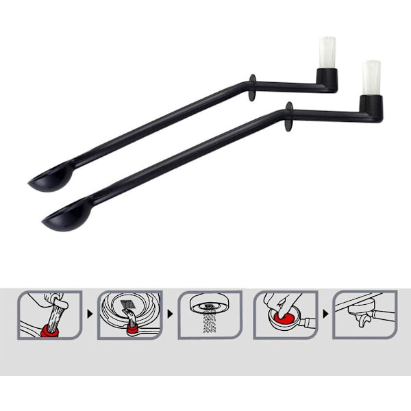 Set med 2 nylon rengöringsborstar (svart) för kaffe/espresso-maskin