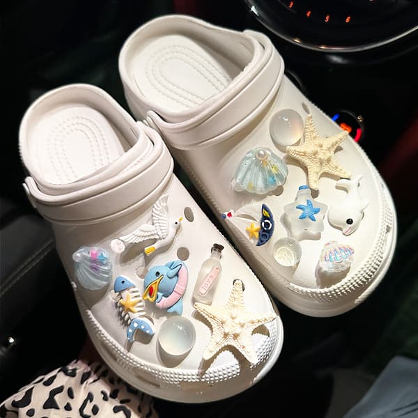 15 stk havskjellstjerner Skotilbehør til Croc Charms for tee