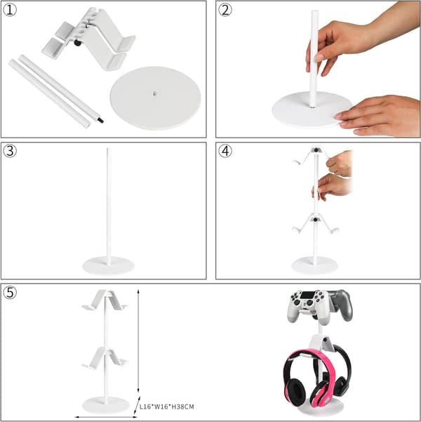 1 stk. Universal Hovedtelefon og Controller Holder (Hvid), Gamepad
