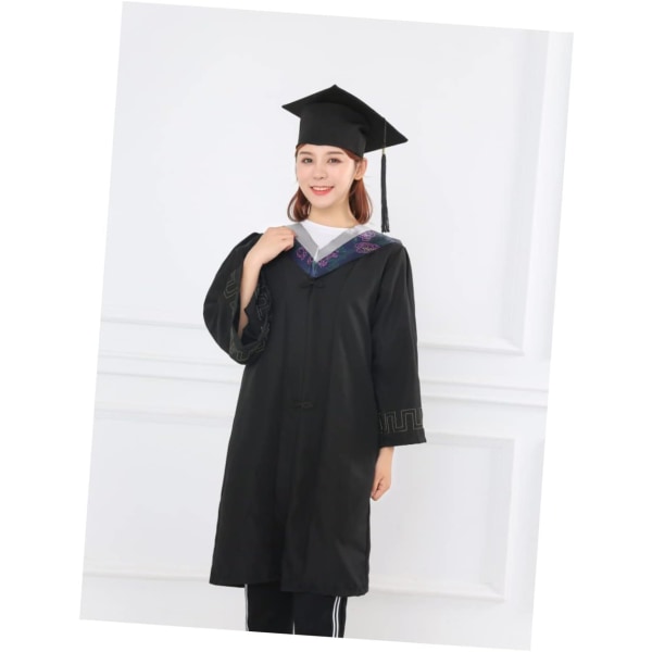 Gradueringskjole Svart Lue Frynser Svart Dress Svart Abaya College