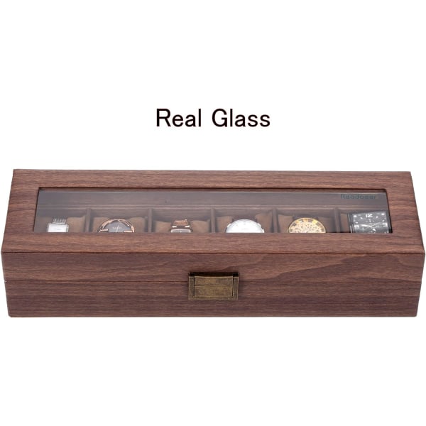 Etui for 6 klokker/display/boks/oppbevaring for klokker i PU og glass