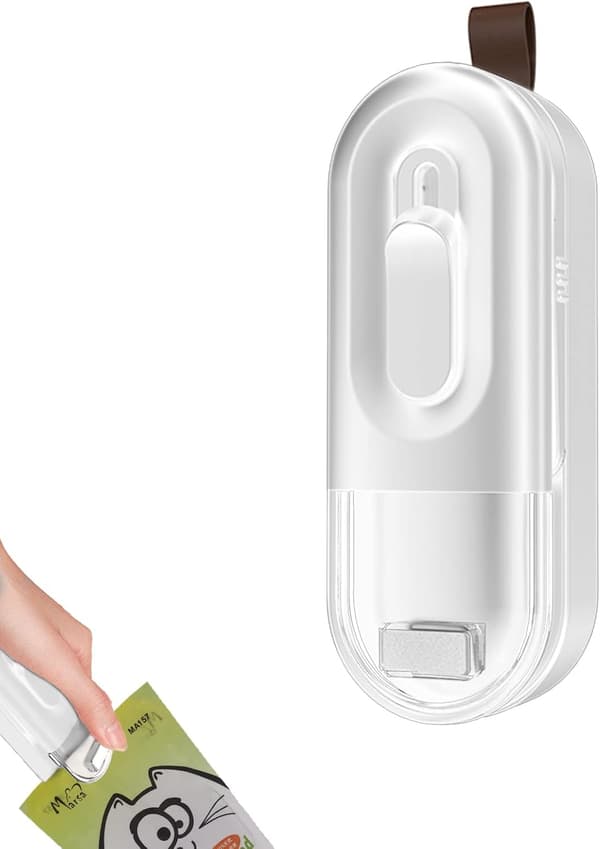 2 i 1 Mini Sealer (Hvit), Bærbar Plastpose Sealer Pose Sealer