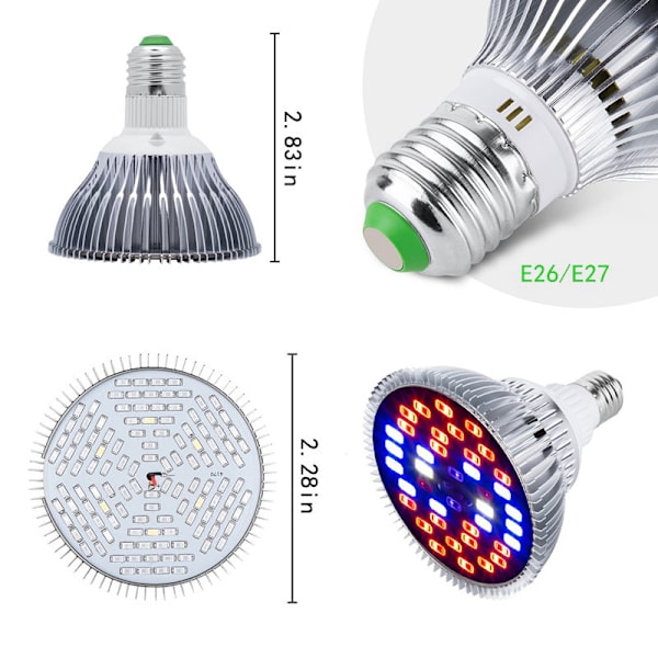 30W 40LED kasvilamppu E27 7 aallonpituudella AC