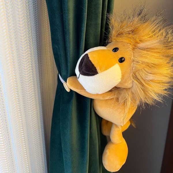 2 delar gardinbindningar - lejon, tecknad vikbar gardin för djur